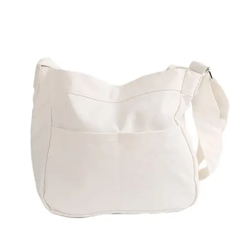 Minimalist Canvas Shoulder Bag with Spacious Compartments and Adjustable Strap